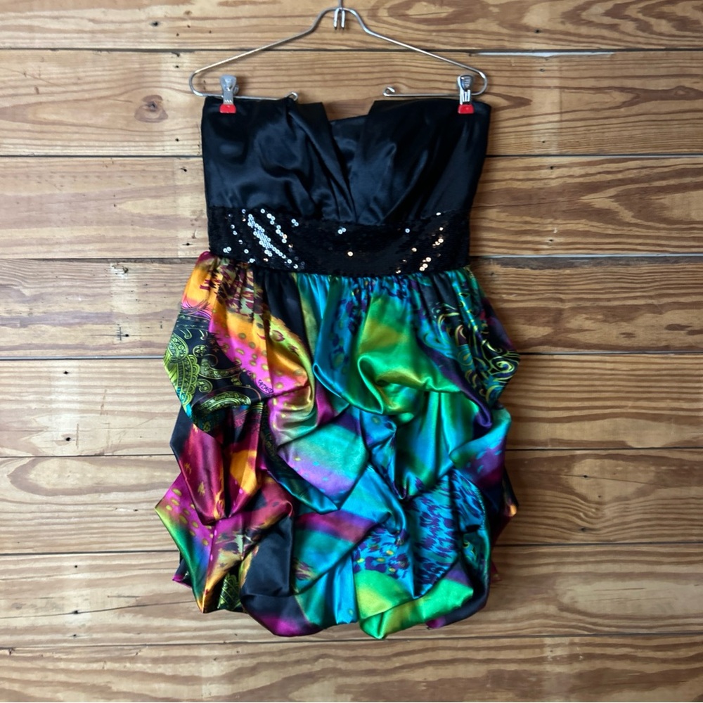 Studio Y Black And Multicolor Strapless Dress - image 2